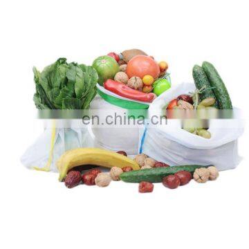 Reusable Produce Bags See Through Large Grocery Mesh Shopping Bag Drawstring Storage Bag for Fruits and Veggies