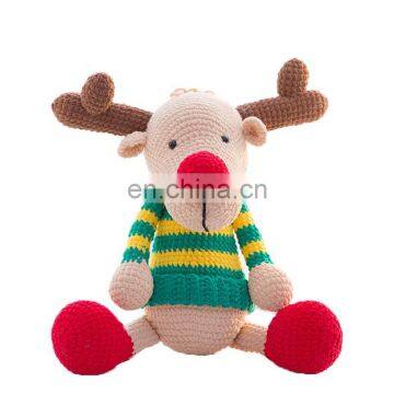 Yarncrafts Christmas elk doll Plush Stuffed Animal toy Handmade Crochet toy for kids gifts