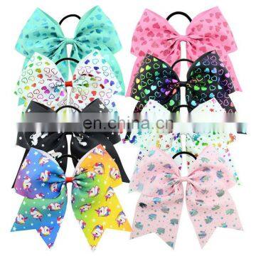 8Inches Girl Hairbands Children Unicorn Love Heart Print Hair Band With Bow photo-2