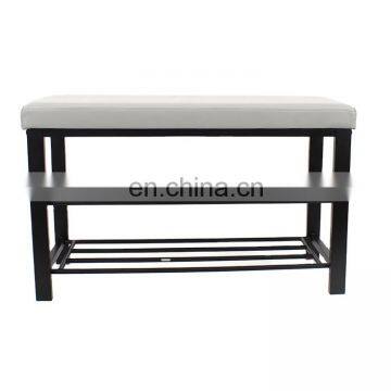 Customized Fabric Hallway Shoe Rack Seat With Metal Steel Double Size Bench Organizer Holder Rack Living Room Furniture photo-5