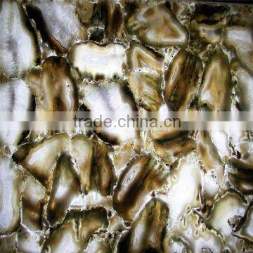 Brown quartz gem stone slab