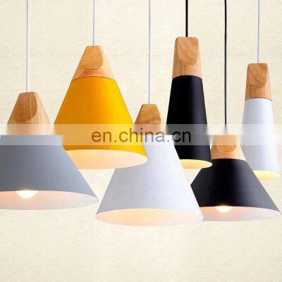 Office Modern Decorative Wooden Pendant Light Colorful Aluminum Lamp Shade hanging light