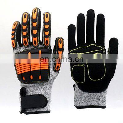 Nitrile Dipped Industrial Cut Resistant TPR Oil Field Impact Gloves