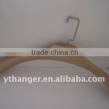 gray wooden hanger for coat or suit