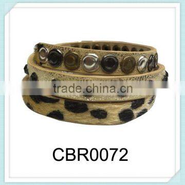 PU rivets cross sideway wholesale PU rhinestone bracelet