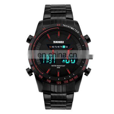 Skmei luxury goods mens chronograph double time stainless steel waterproof digital watch