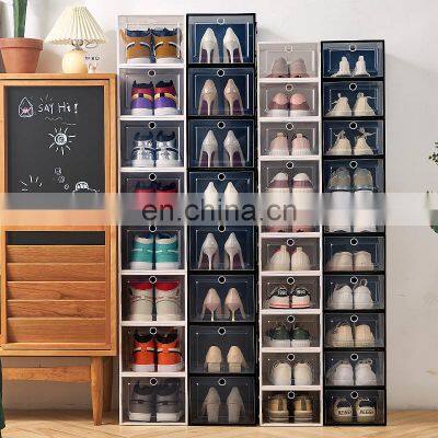 hot sale sneaker drop front shoe box shoe storage boxes clear transparent stackable plastic shoe box display case