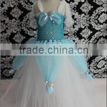 Newest Ballet Frozen Elsa Dress With Black Crochet Top Cosplay Costume Dress