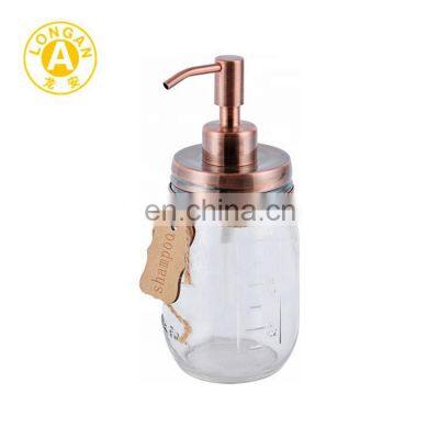 Wholesale Bathroom Sets Stainless Steel 304 Mason Jar Round Shape Glass Bottle With Mason Jar Soap Dispenser Lid photo-3
