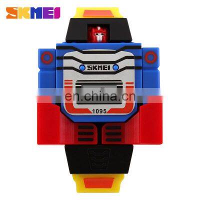 SKMEI 1095 Fashion Cartoon LED Digital Children Watch Mini Robot Cheap Kids Watch