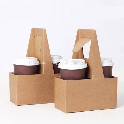 Custom logo print disposable take away Disposable Paper Cup Holder wholesaler Adjustable Cup Carrier
