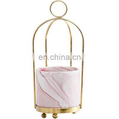 Ceramic Vase Wrought Iron Small Pot Simple Design Hydroponic Green Plant Vase