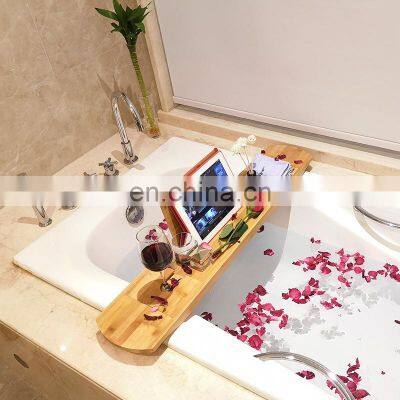 Hot Selling Bathroom Natural Expandable Luxury Bamboo Bathtub Tray Caddy photo-3