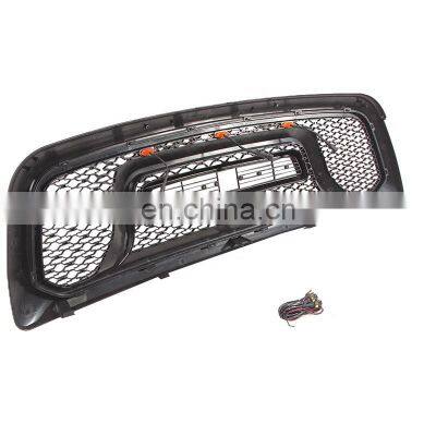 2009 2013 Custom 3 Pieces Led Lights Honeycomb Black Front Grille Fit for Dodge Ram 1500
