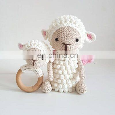 Cuties Knitted Hot Sale Crochet Baby Doll And Rattle Sheep Kid's Toy Vietnam Supplier Cheap Wholesale