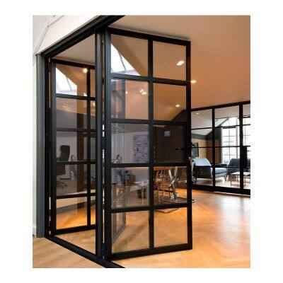 Aluminum Folding Doors Aluminum Frame Tempered Laminated Double Triple Glazed French Bi fold Door