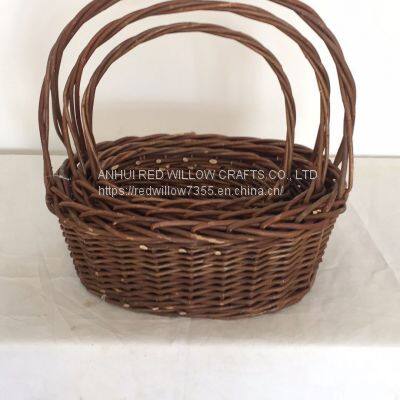 Panier en saule carré / Grand panier en saule pour le rangement avec poignée photo-3