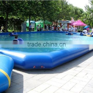 Commercial 0.6mm pvc tarpaulin blue color double tubes best selling inflatable adult swimming pool