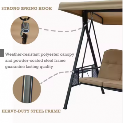 Patio Big Size Three Seat Outdoor Swing Hanging Chair photo-4