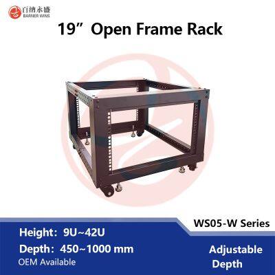Factory Manufacturing Steel 19 Inch 4-Post Open Network Racks Wholesale OEM WS05-W 6U/12U/20U/32U Network Cabinets