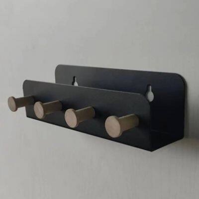 Wall Mounted Carbon Steel Rack Key Holder Home Decorative Wall Hooks Rail Hooks Rails Rack Black Hat Metal Hooks photo-5