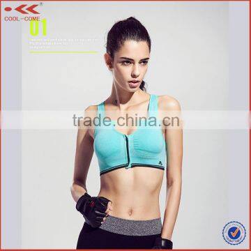 Wholesale Grey Zipper Breath Women Polyester Sports Bra photo-2