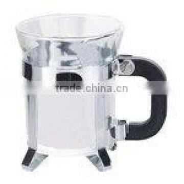 French glass tea coffee cups with metal handle (220ml)