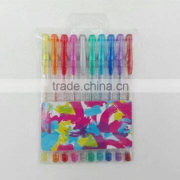 Promotionial 10 Colored Ink Gel Pen Set Rainbow Gel Ink Pen for School Kids