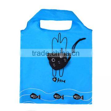 Wholesale cartoon animal cat shopping bag fold reuseable