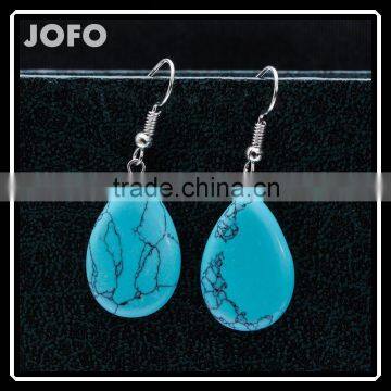 2016 New Factory Direct Natural Stone Turquoise Drop Earrings SMJ0149