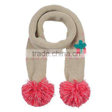 Handmade knitting babies scarves with pom pom