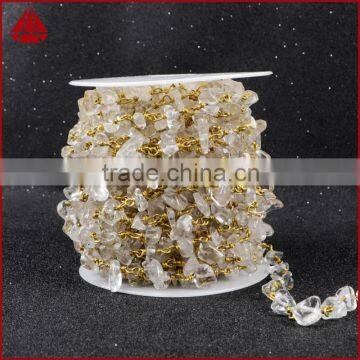 Silver & Gold Plated Clear Quartz Handmade Bead Wire Wrapped Rosary Chain Roll photo-5