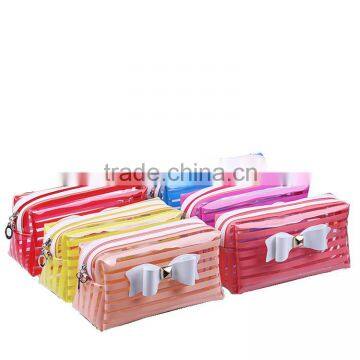 women fashion travel clear waterproof cosmetic bag bowknot toiletry bag