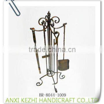 LC-86463 Antique Wrought Iron Metal Indoor Home Fireplace Tool Set photo-5