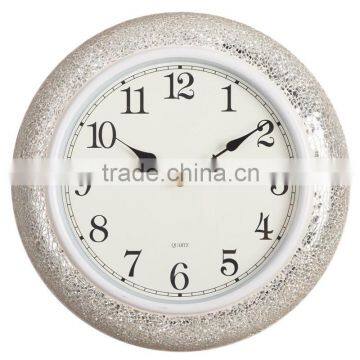 15" Handmade broken-glass Mosaic Mirror Wall Clock Timepiece Decoration