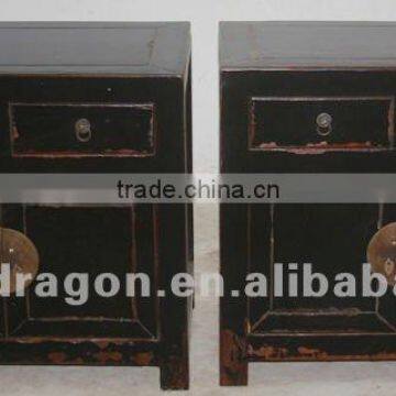 Chinese antique furniture Beijing pine wood red/black/ blue bedside two door two drawer cabinet