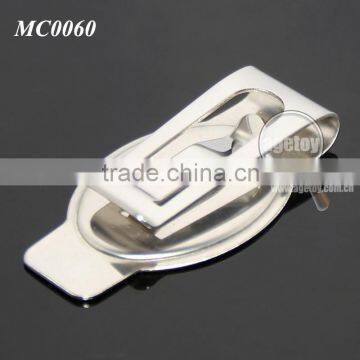 Promotional Oval Shaped Stainless Steel Metal Brown Leather Money Clip photo-3