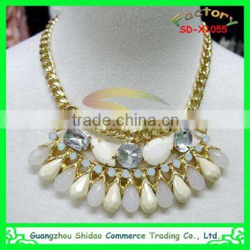 Handmade Chunky Bead Necklace Crystal Pendants Jewelry