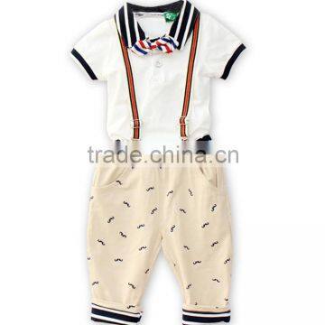 hot selling! children three piece suits Suspenders+T-shirt+tie for kids clothes