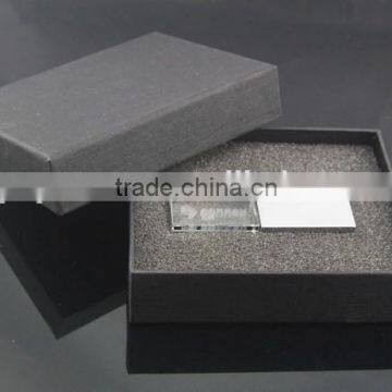 Crystal usb flash drive with black gift box as promotional gift