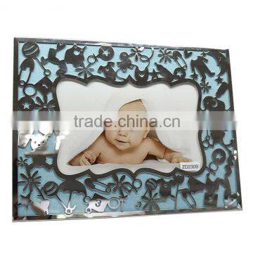 new design with paperboard for hollow-out decorative pattern baby aluminum picture frame ZD230B