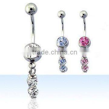 Belly button ring, navel ring, CZ body piercing jewellery, belly ring, dangling body jewellery, navel body jewellery