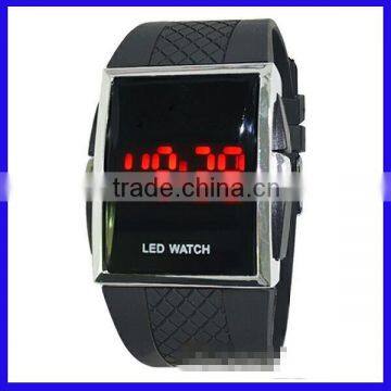 2014 Wholesale New with scrolling text Light Wrist LED mirror hand silicone led watches men