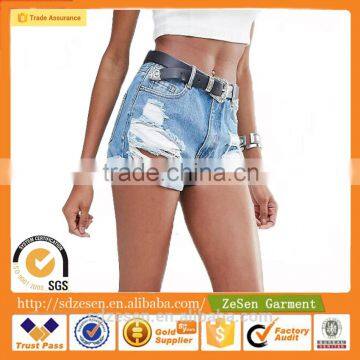 2016 Women Apparel Sexy Panties High Rise Ripped Denim Jeans Shorts