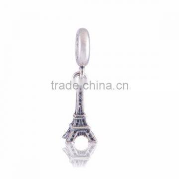 925 Sterling Silver Eiffel Tower Dangle Charm Bead For European Beads Bracelets