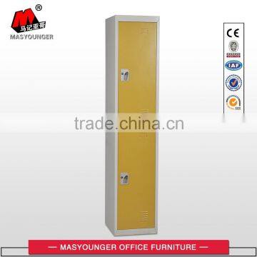 Colorful steel school locker with pad lock