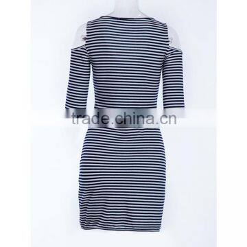 Hot Sale Knitted Fabric Simple Design Half Sleeve Lady Fashion Dress for Daily Life photo-4