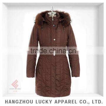 lady women fashion real fur winter padding jacket LK15008