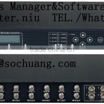 dvb-c qam modulator with Scrambler (DisEqc/22KHz,6*DVB-S/S2+6*ASI in,4 QAM RF out)