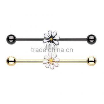 Daisy Industrial Barbell Cartilage Piercing Body Jewelry